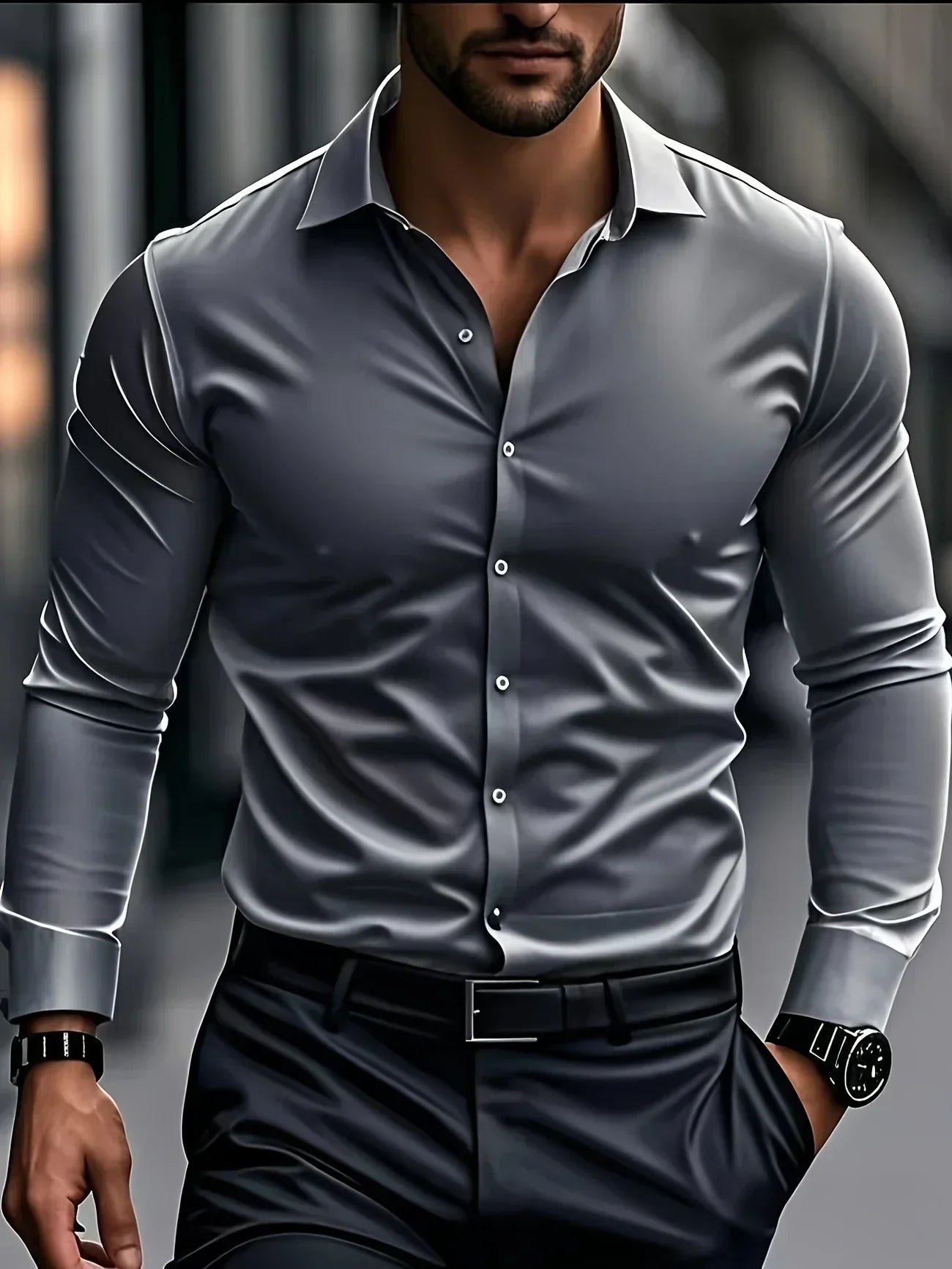 Hunter | Elegant Long Sleeve Button-Up Shirt