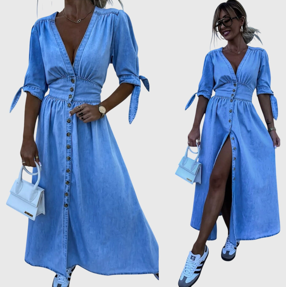 Madelyn | Timeless Button-Detail Denim Midi