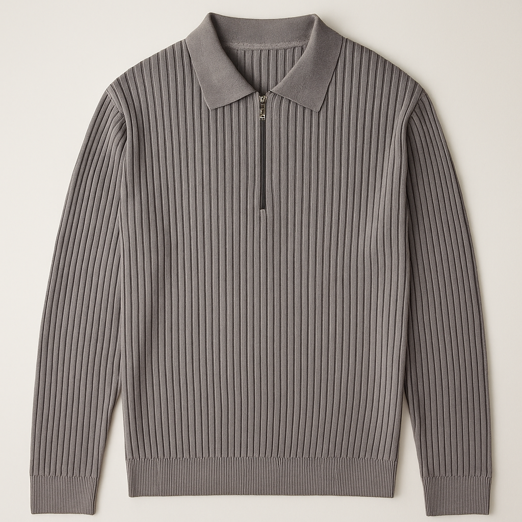 Lusso | Ribbed Quarter-Zip Sweater
