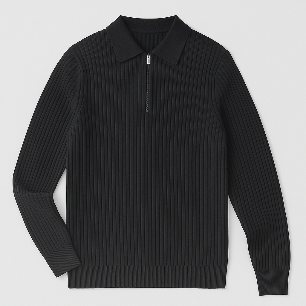 Lusso | Ribbed Quarter-Zip Sweater