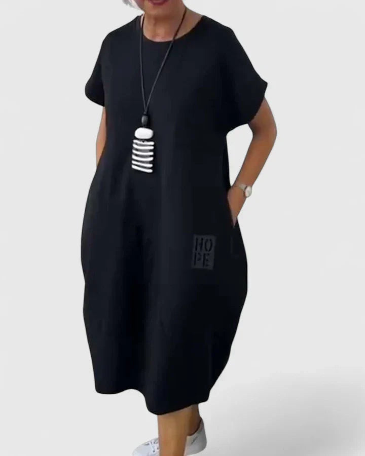 Maeve | Airy Letter-Print Everyday Midi Dress