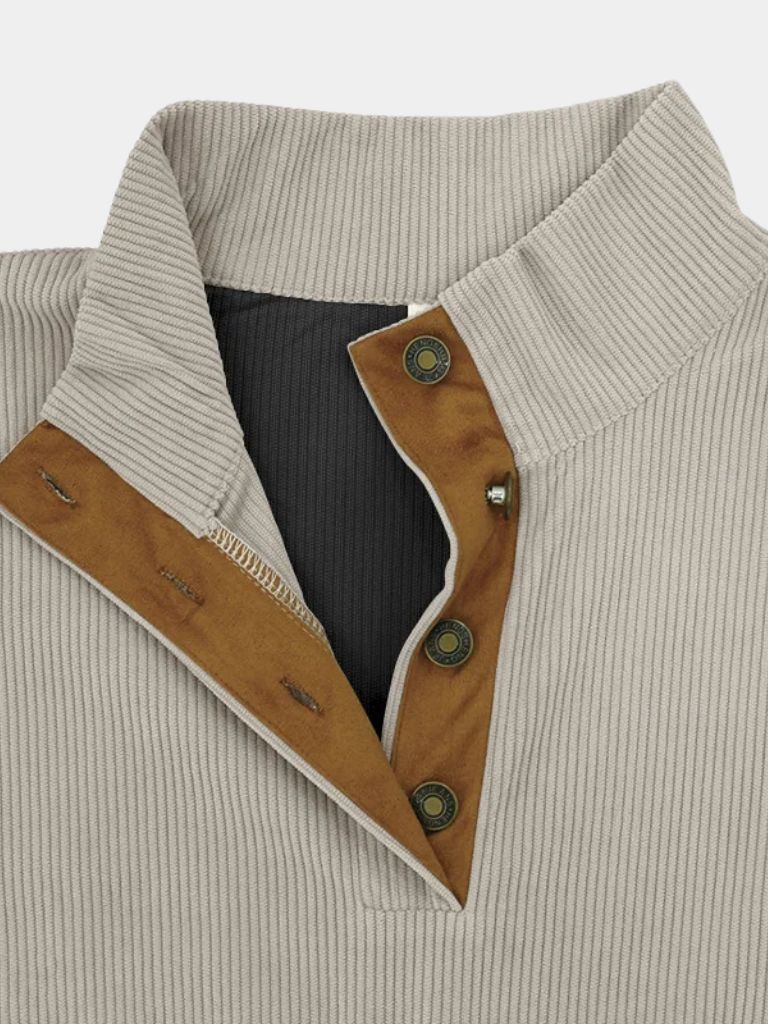 Ronan | High Collar Corduroy Retro Pullover