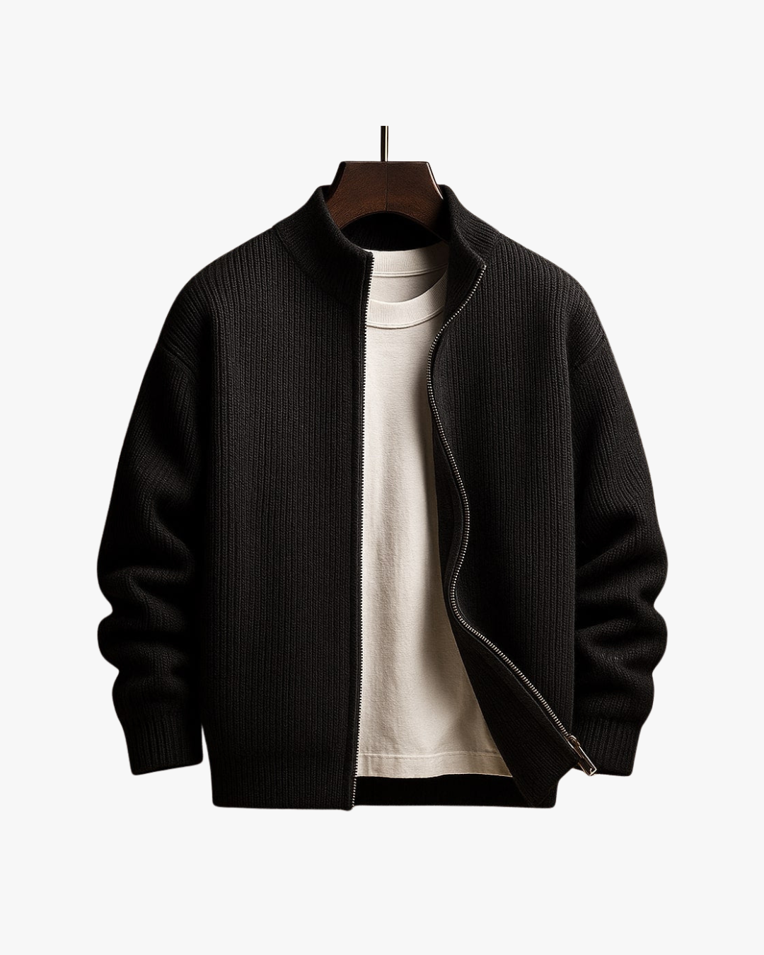 Structured Ribbed Zip Sweater