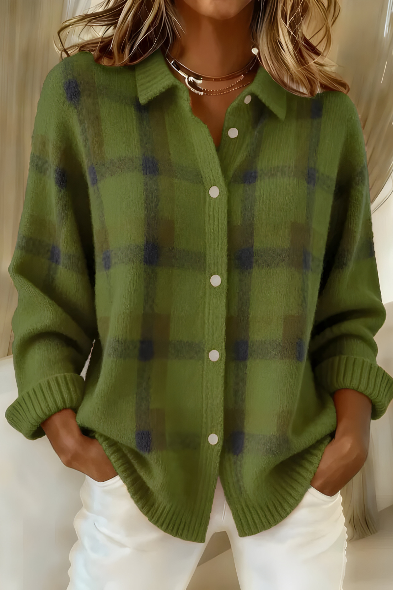 Nevaeh | Retro Plaid Knit Cardigan