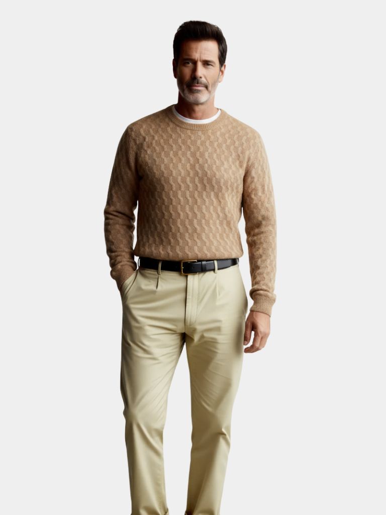 Elio | Wool Geometric Crew Neck Pullover Sweater