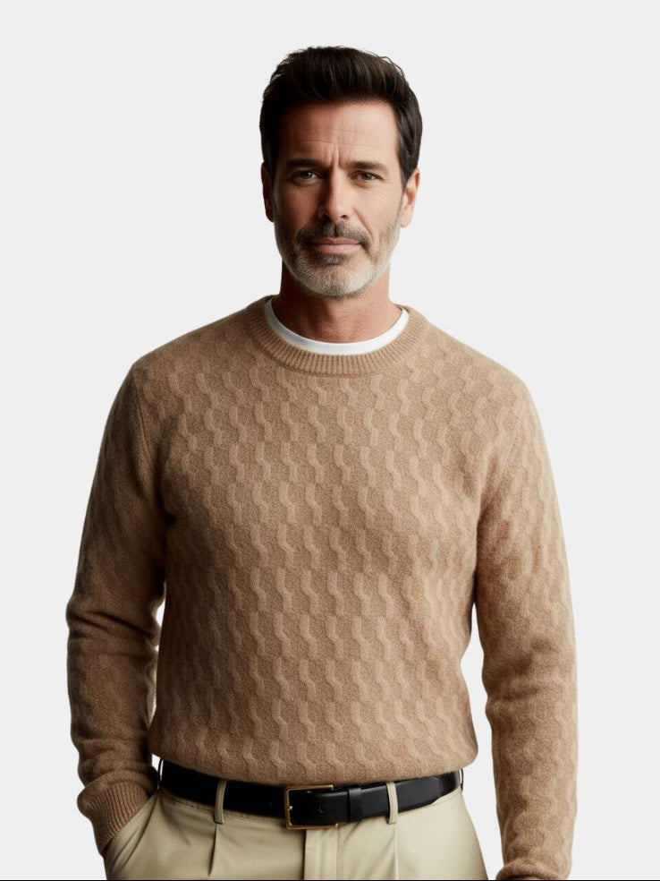 Elio | Wool Geometric Crew Neck Pullover Sweater