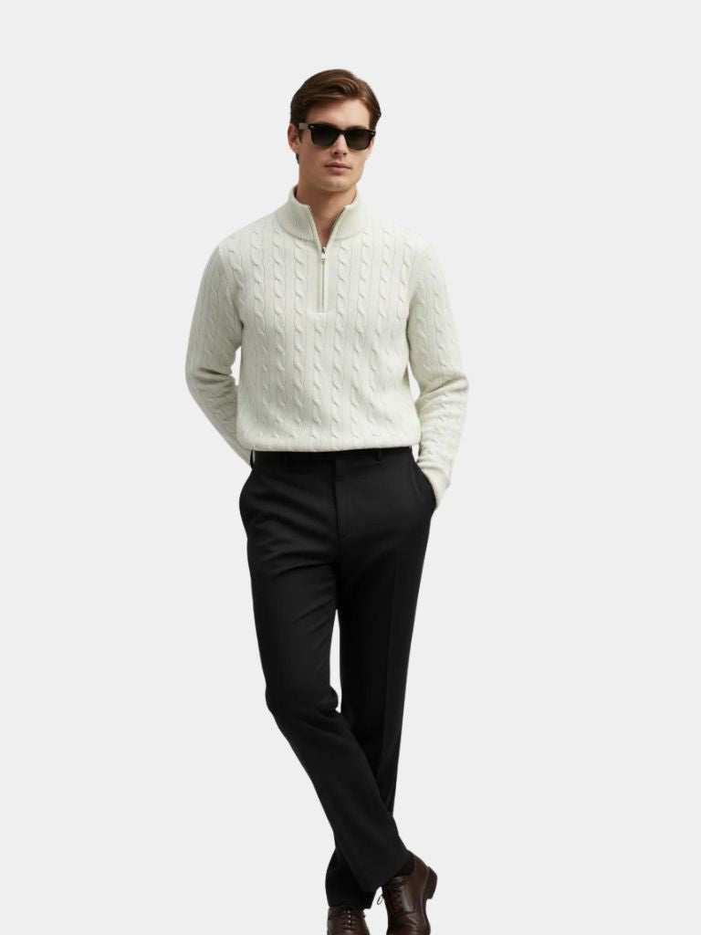 Xavian | Premium Cable-Knit Zip Neck Sweater