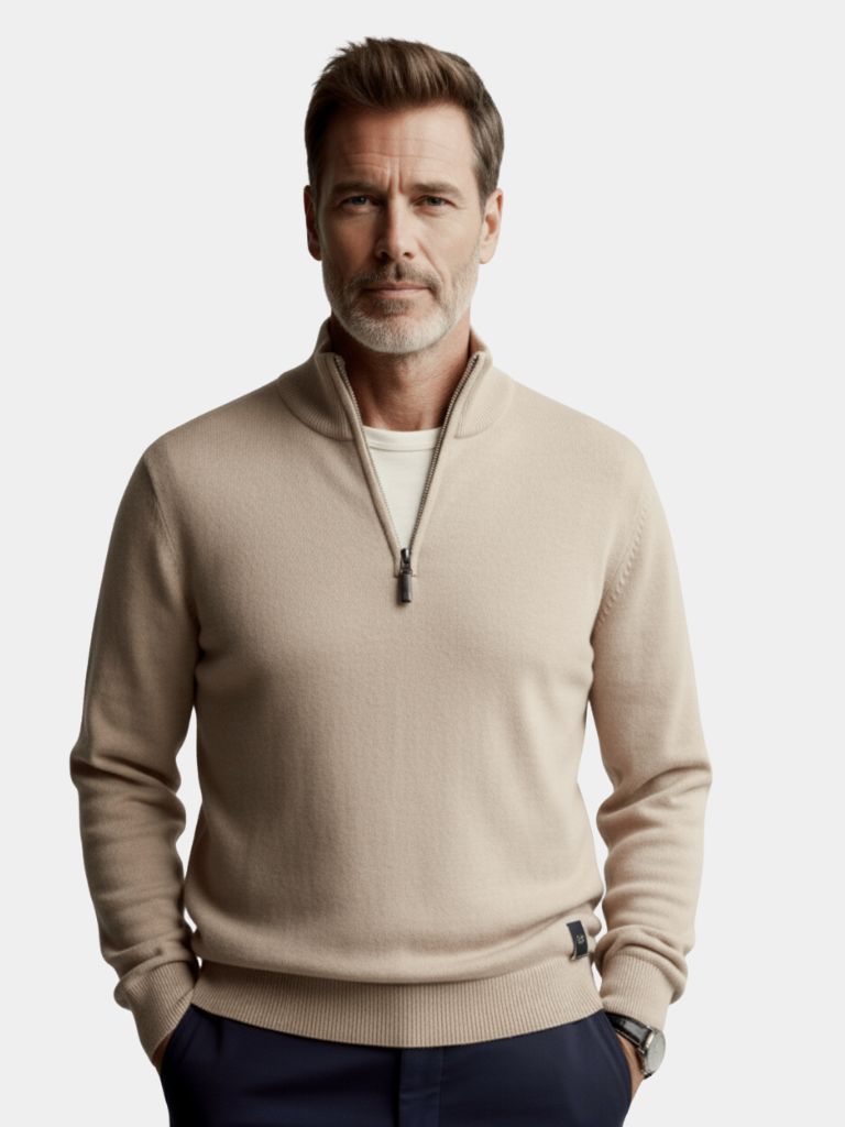 Wynn | Half Zip Knitwear Solid Color Cardigan Sweater