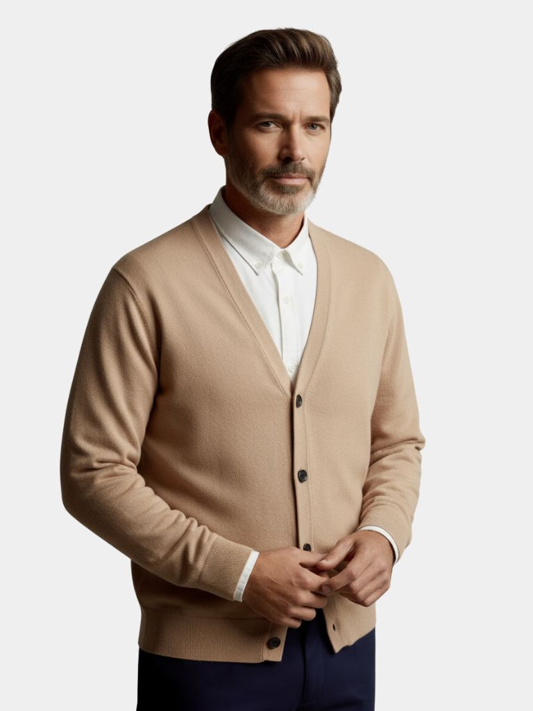 Finlo | Merino Wool V Neck Knitwear Cardigan Sweater