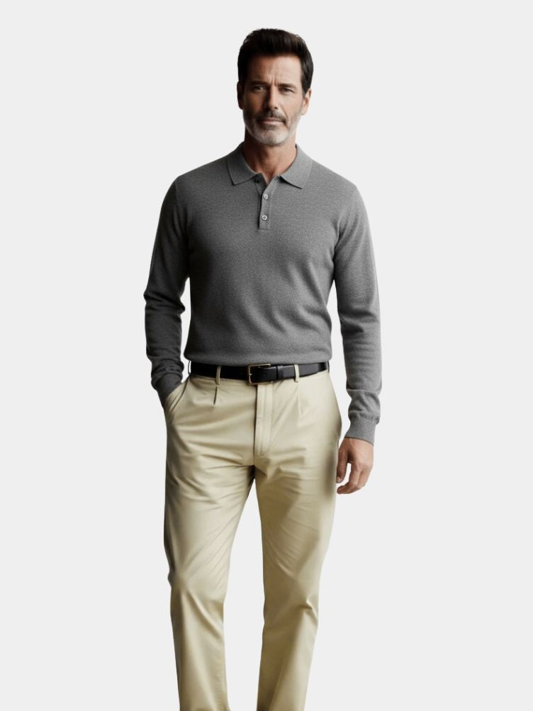 Keir | Wool Knit Button Up Polo Pullover