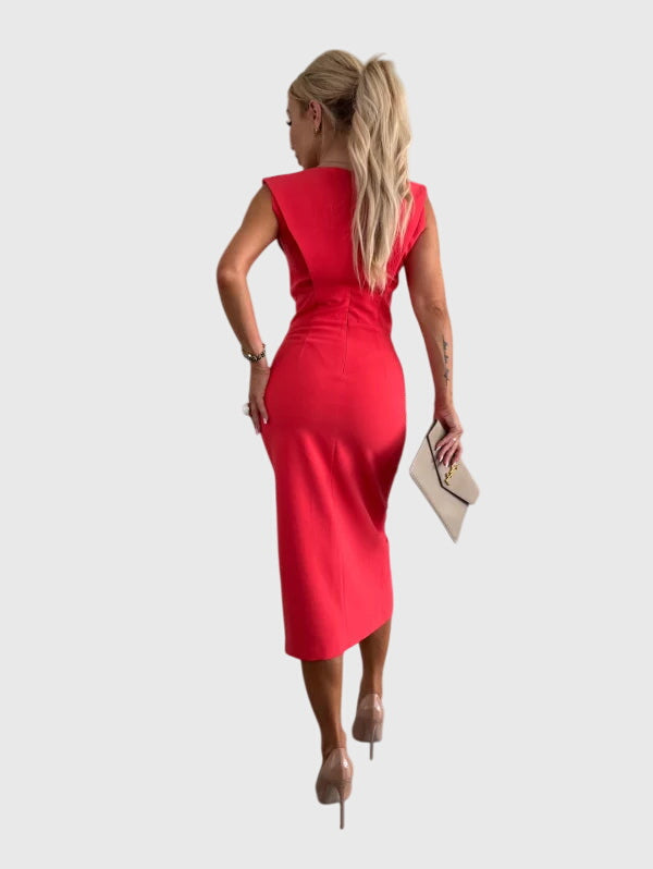 Gianna | Sophisticated Tailored Midi Slit Dress