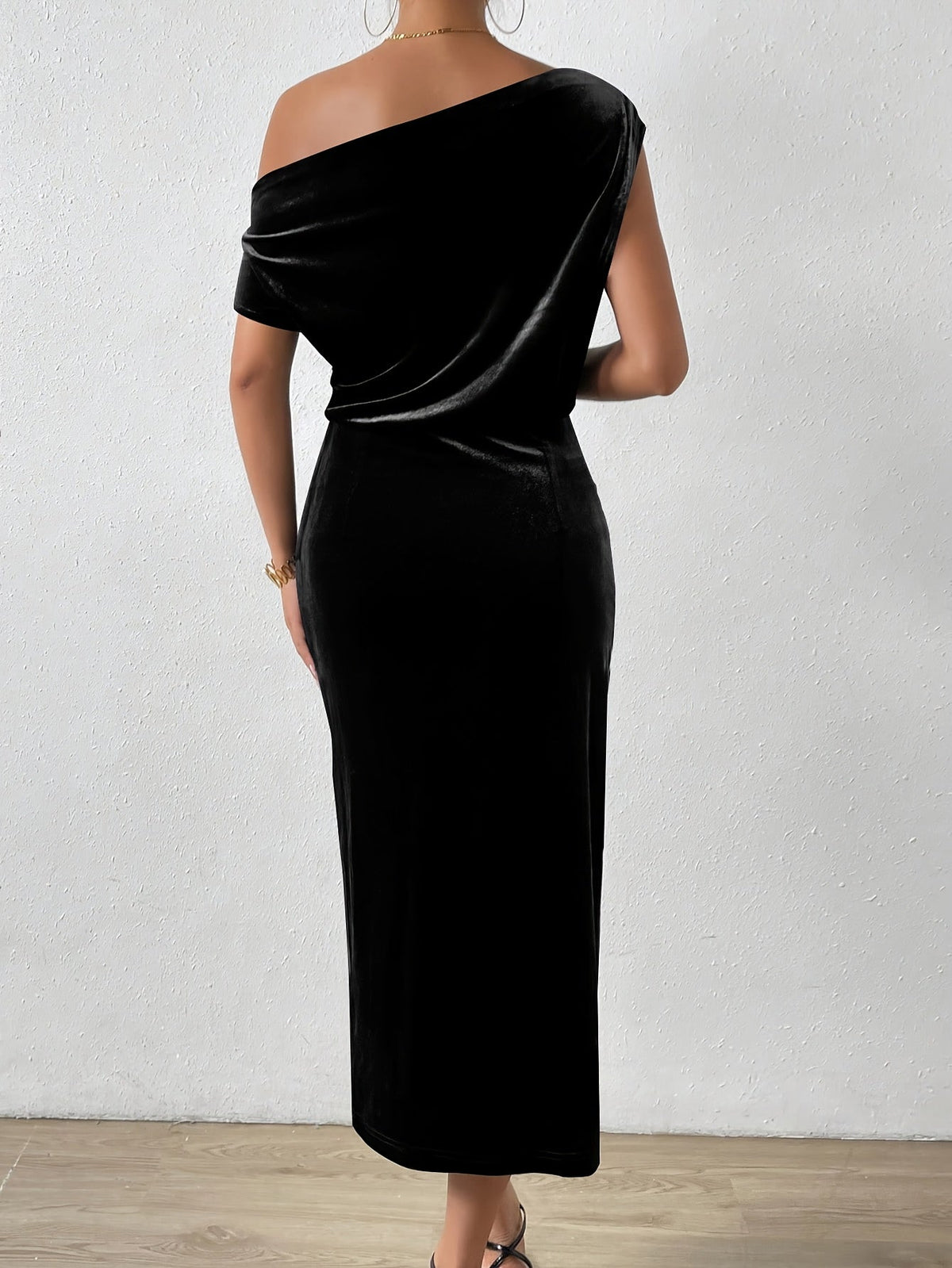 Elena | Draped Velvet Ease Dress