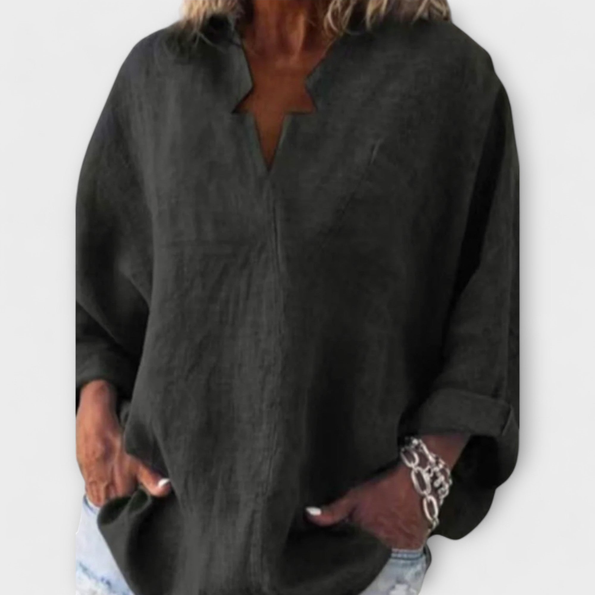 Rikarda - Elegant Women's Blouse with V-Neck