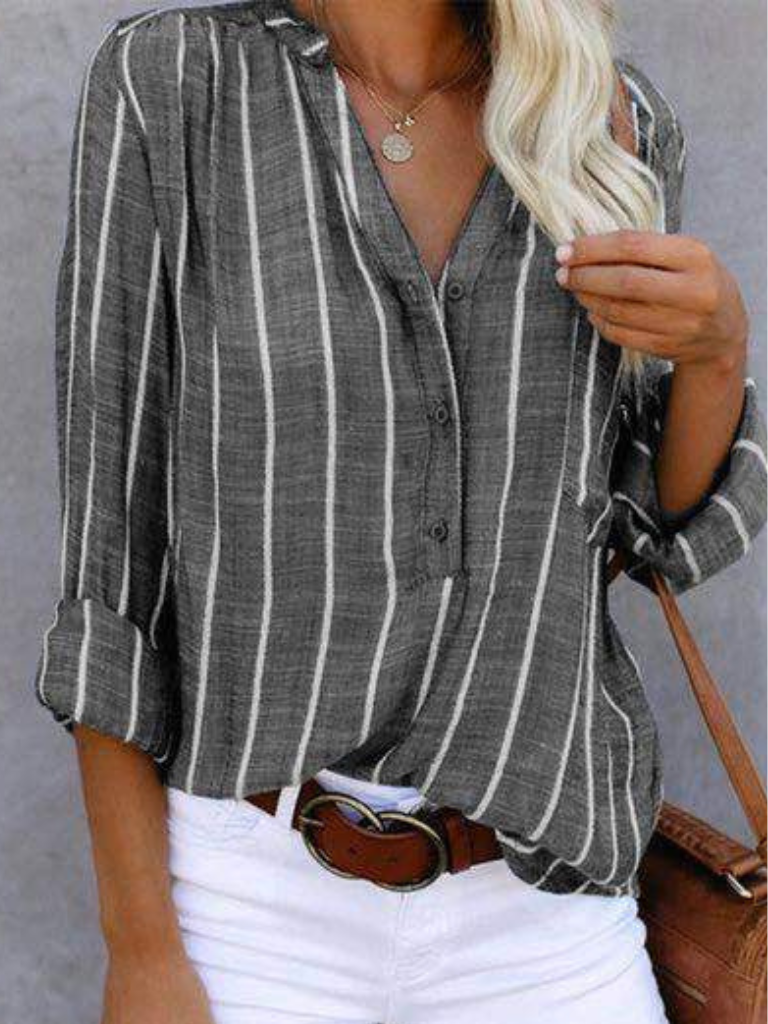 Janelle | Striped Button-Down Beauty