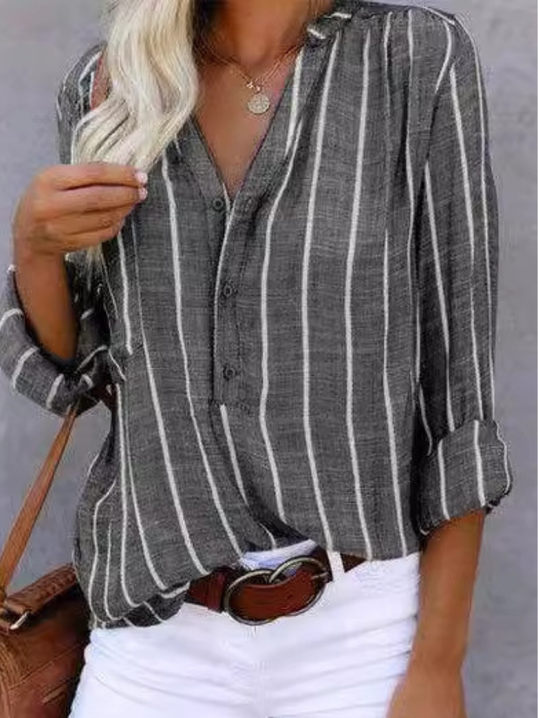 Janelle | Striped Button-Down Beauty