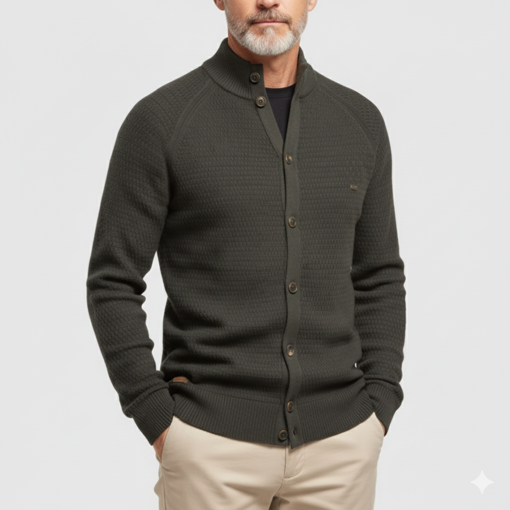 Adrian | High-Neck Cotton Cardigan