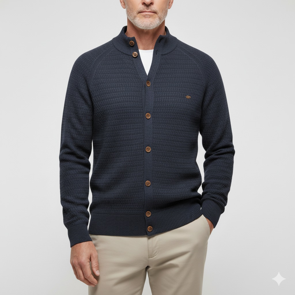 Adrian | High-Neck Cotton Cardigan