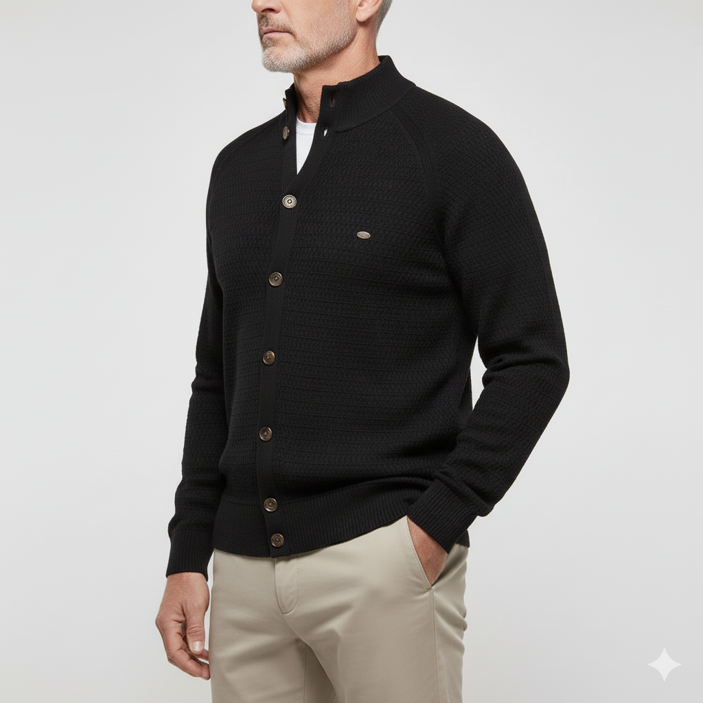 Adrian | High-Neck Cotton Cardigan