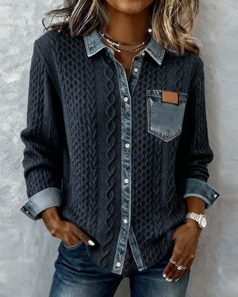 Adrian | Timeless Contrast Denim Detail Top