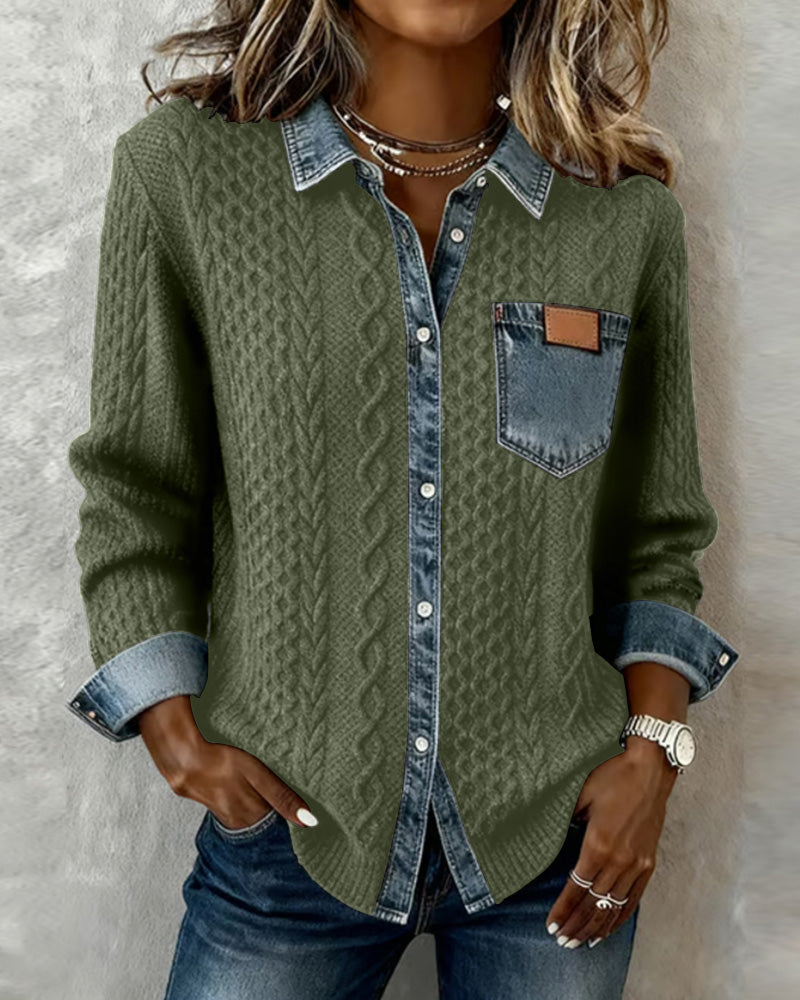 Adrian | Timeless Contrast Denim Detail Top