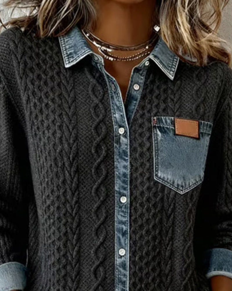 Adrian | Timeless Contrast Denim Detail Top