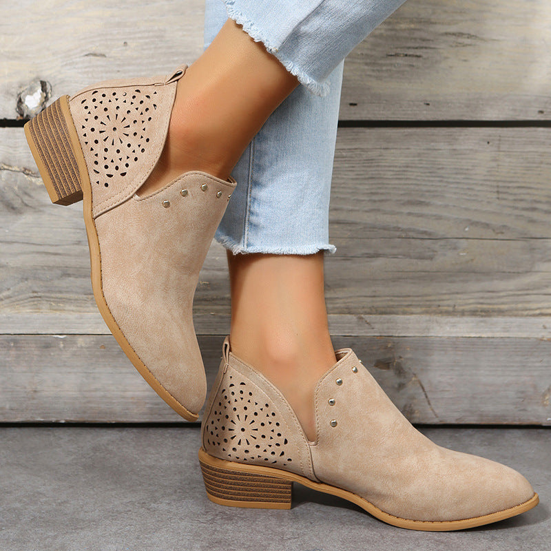 Brielle | Cut Perforated Ankle Boots