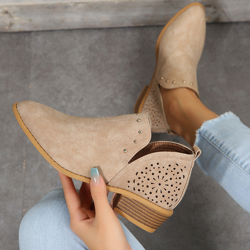 Brielle | Cut Perforated Ankle Boots