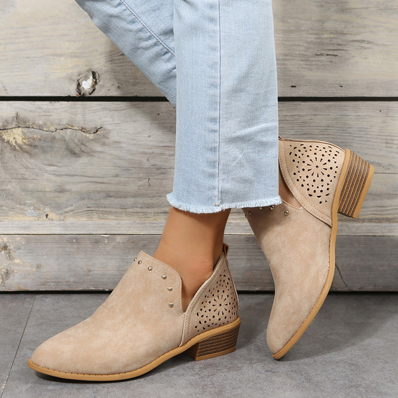 Brielle | Cut Perforated Ankle Boots