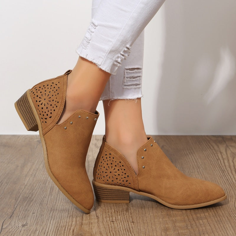 Brielle | Cut Perforated Ankle Boots