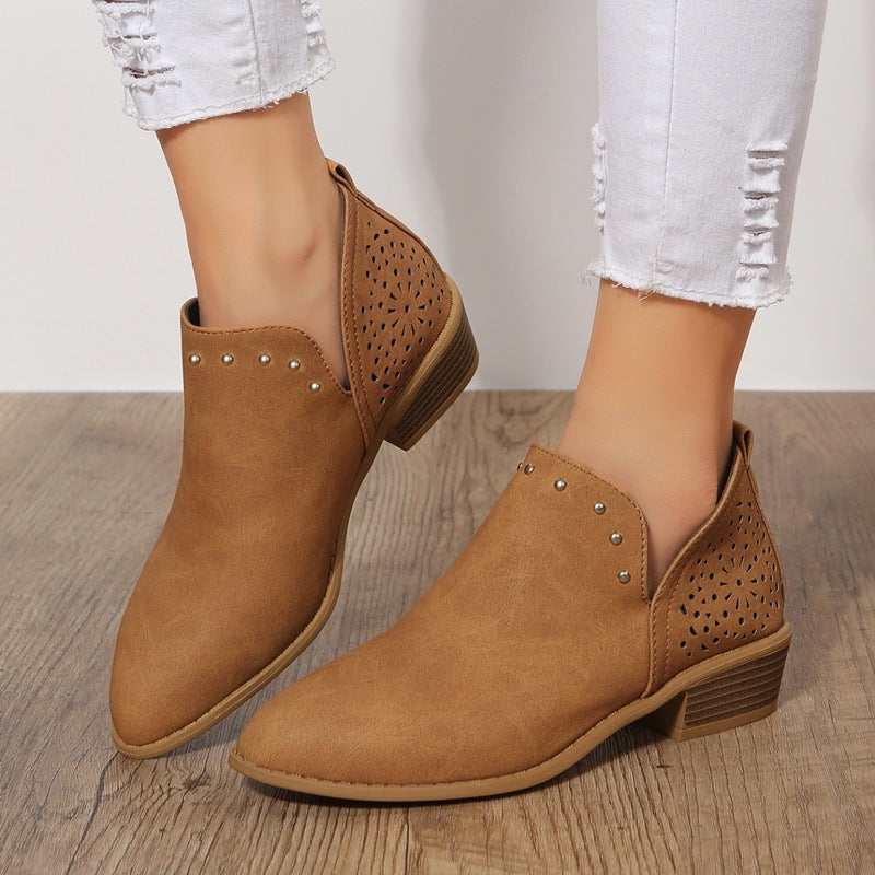 Brielle | Cut Perforated Ankle Boots
