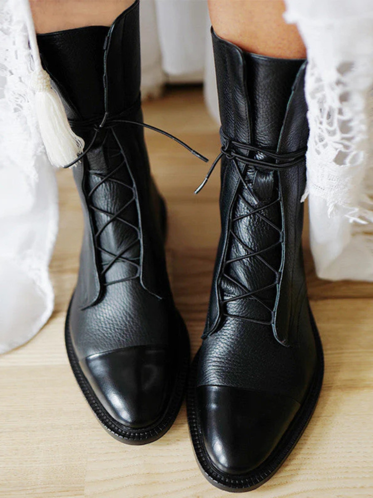 Victoria | Polished Lace-Up Boots