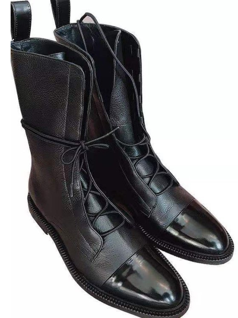 Victoria | Polished Lace-Up Boots