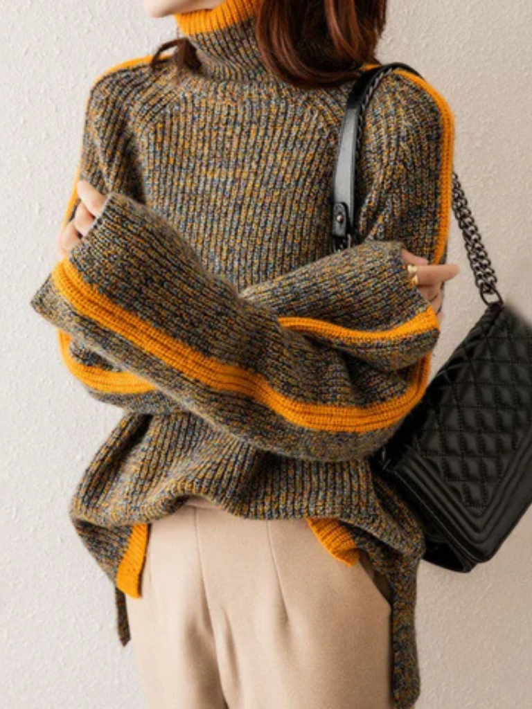 Fern | Cozy Stripe Turtleneck Sweater of Modern Warmth