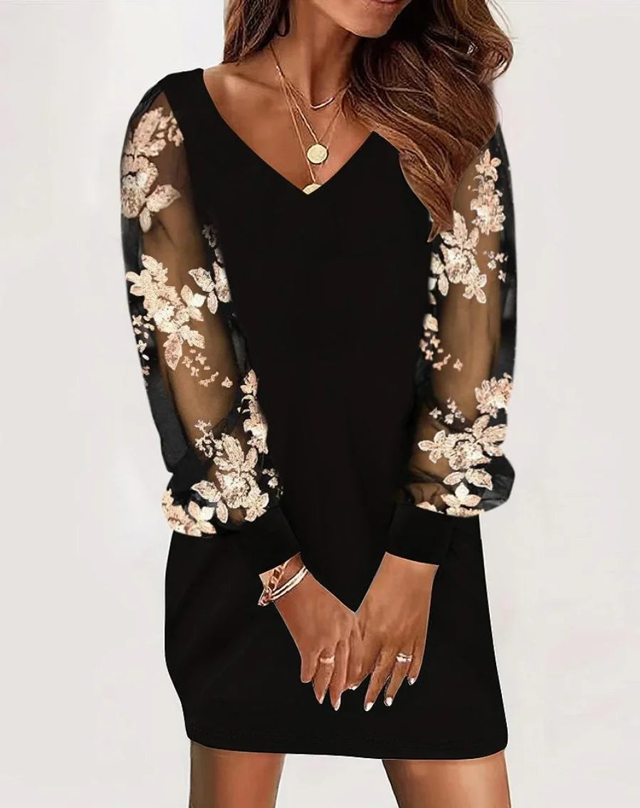 Lucille | Elegant Lace Sleeve Dress