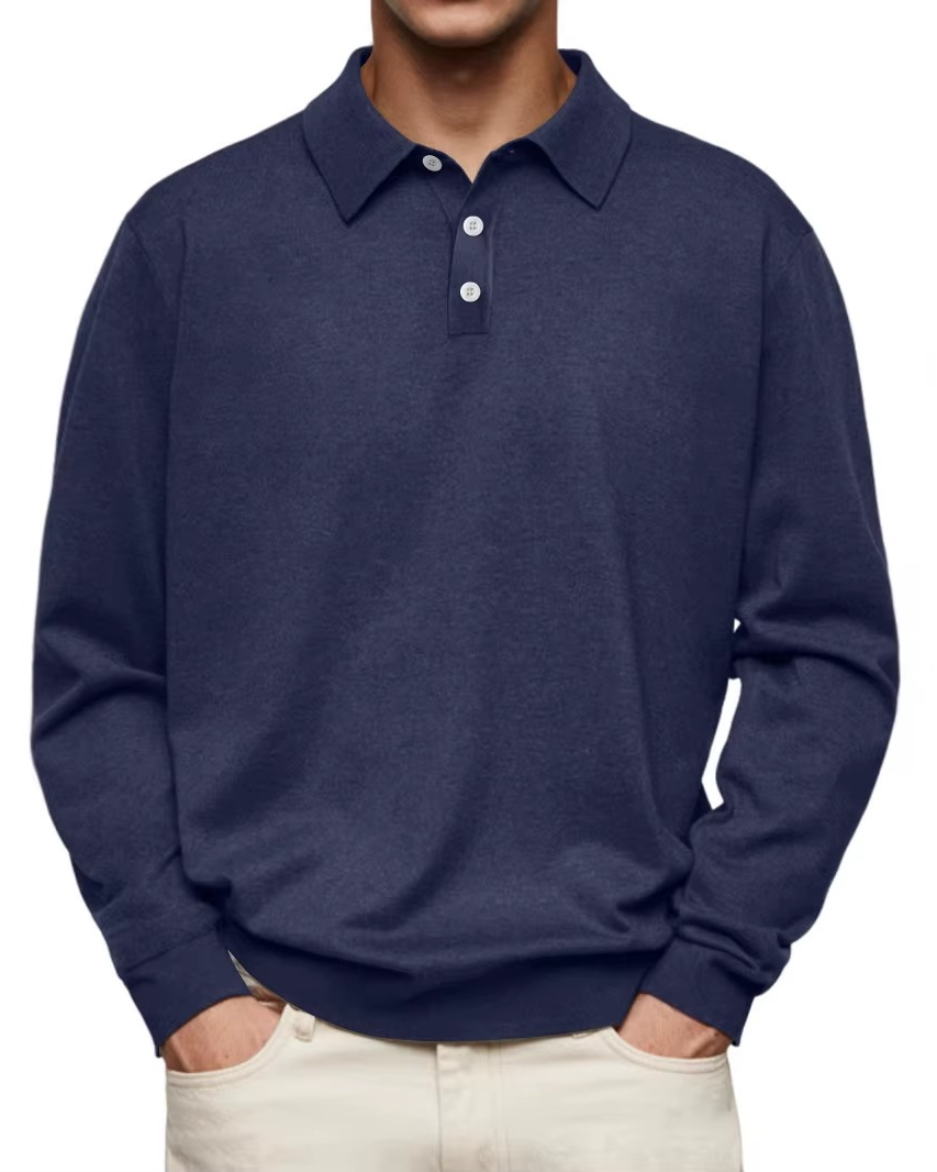 Refined Collar Long Sleeve Polo