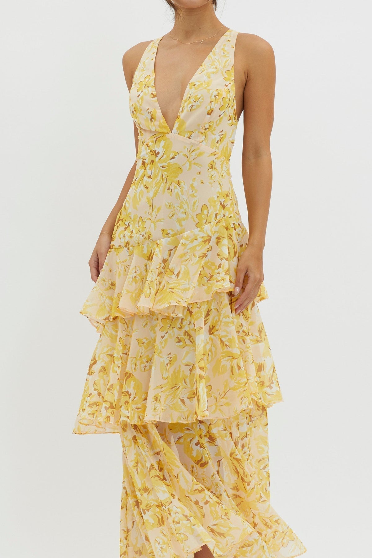 Everlee | Flirty Ruffle Tiered Midi Dress