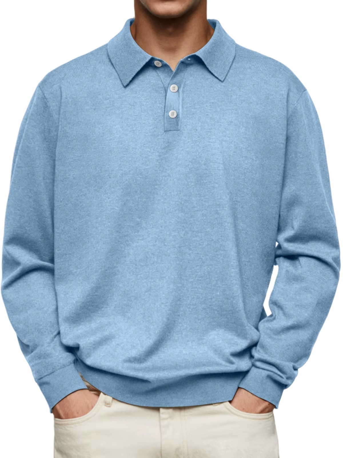 Refined Collar Long Sleeve Polo