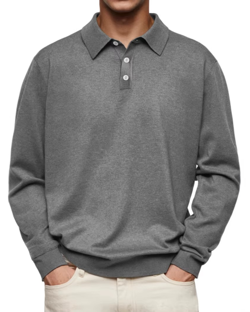 Refined Collar Long Sleeve Polo