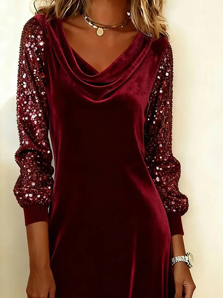 Lucia | Sparkle Sleeve Velvet Dress