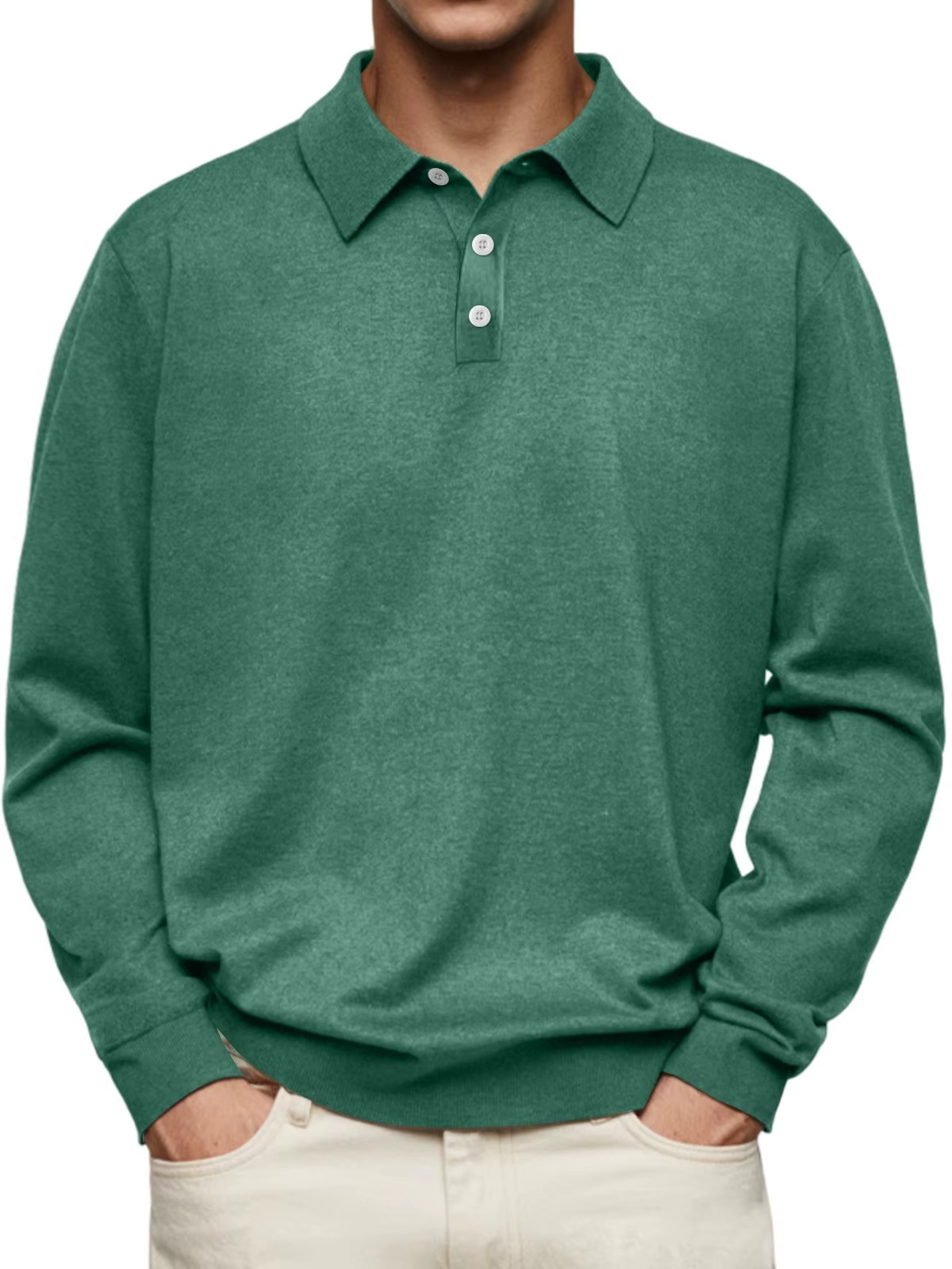 Refined Collar Long Sleeve Polo