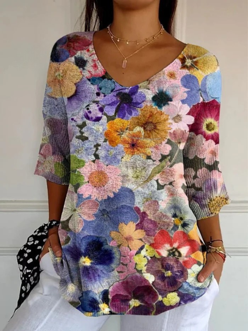 Daisy | Vintage Floral Art Print Casual Knit Pullover