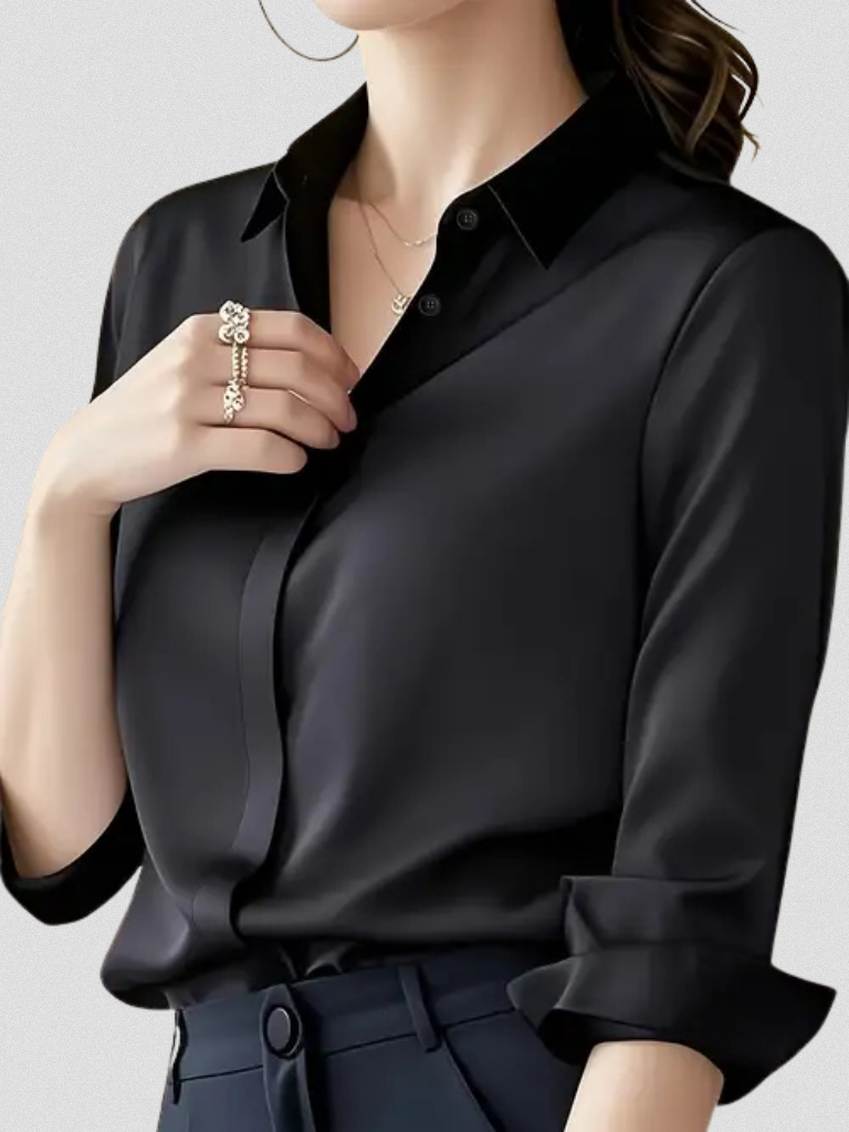 Ava | Elegant Satin Drape Blouse