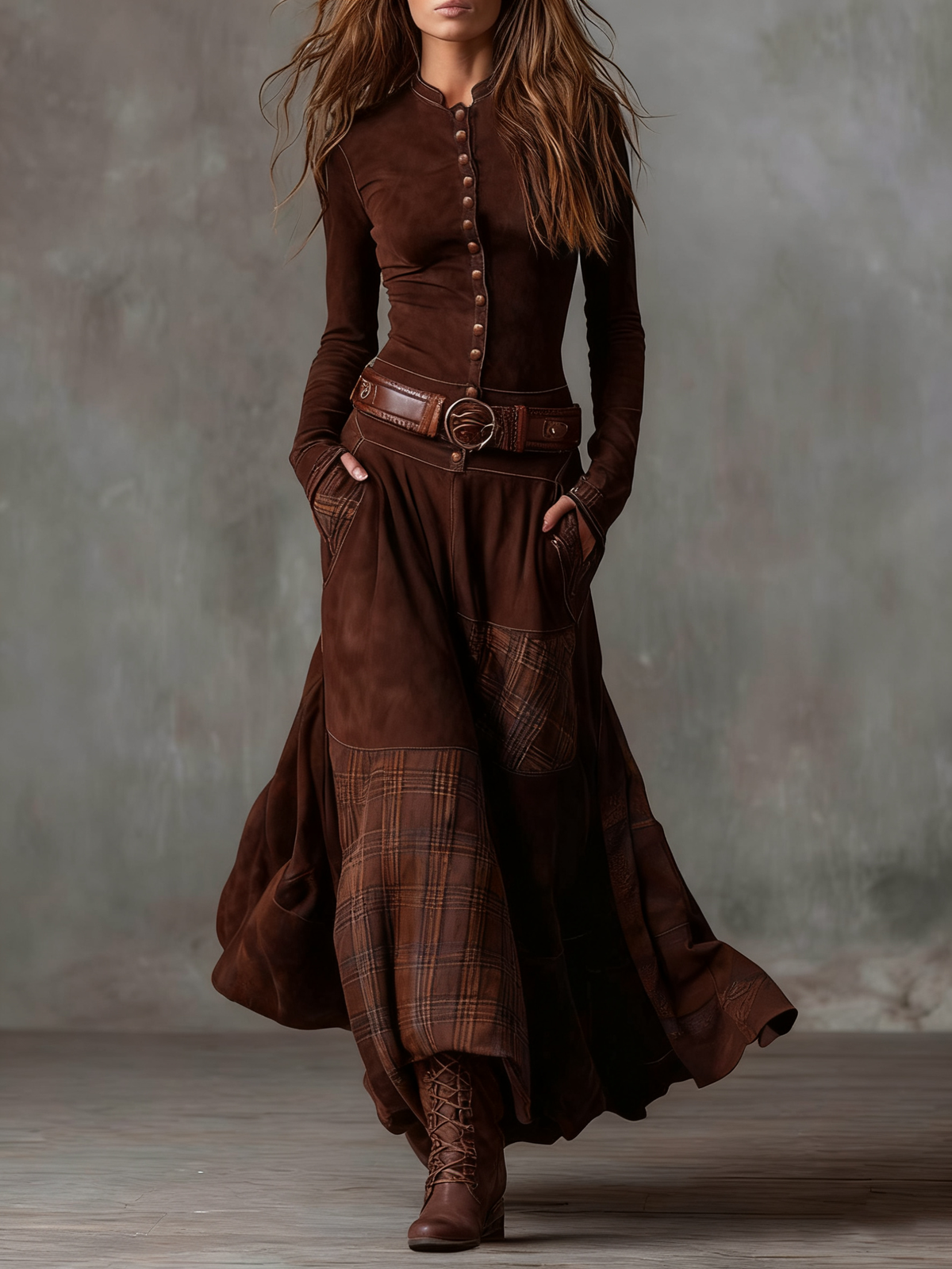 Petra | Vintage Suede Maxi Dress