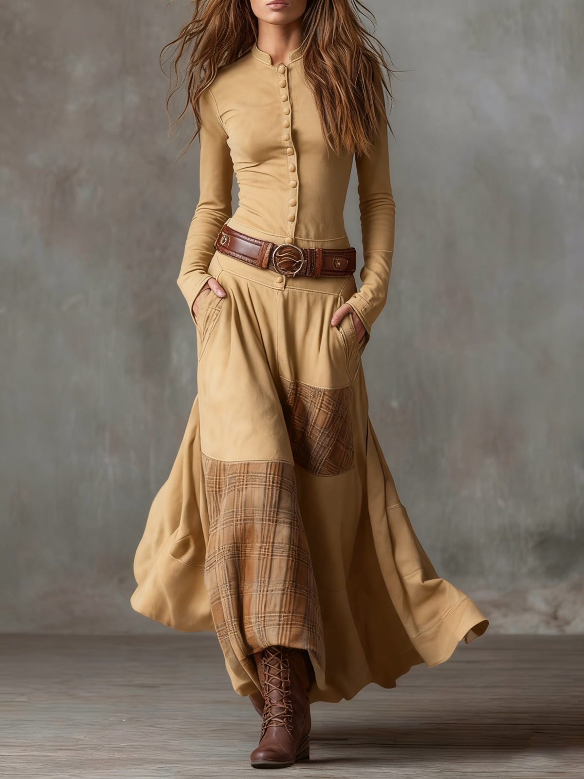 Petra | Vintage Suede Maxi Dress