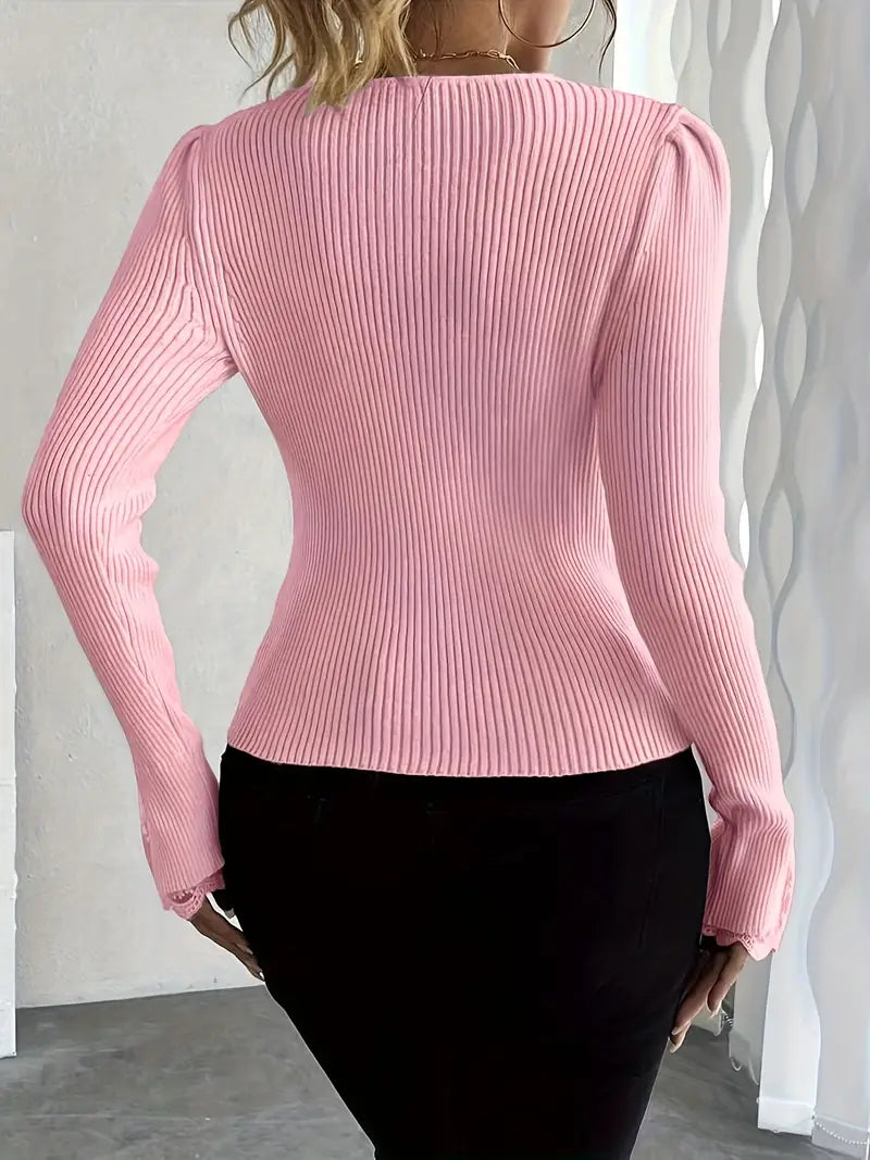 Ellison | Elegant Lace Sleeve Fitted Blouse
