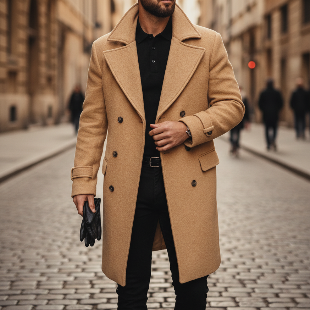 Tailored Wool Blend Overcoat