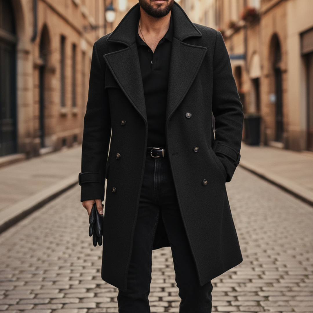 Tailored Wool Blend Overcoat