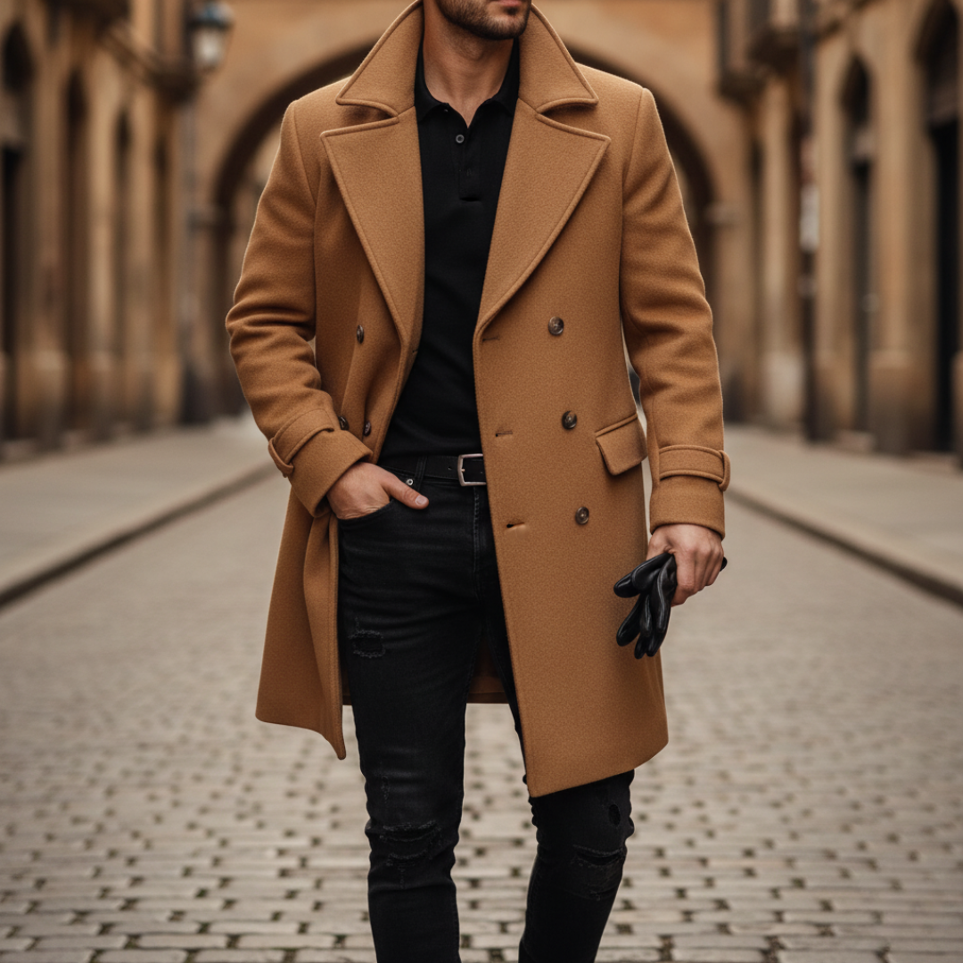 Tailored Wool Blend Overcoat