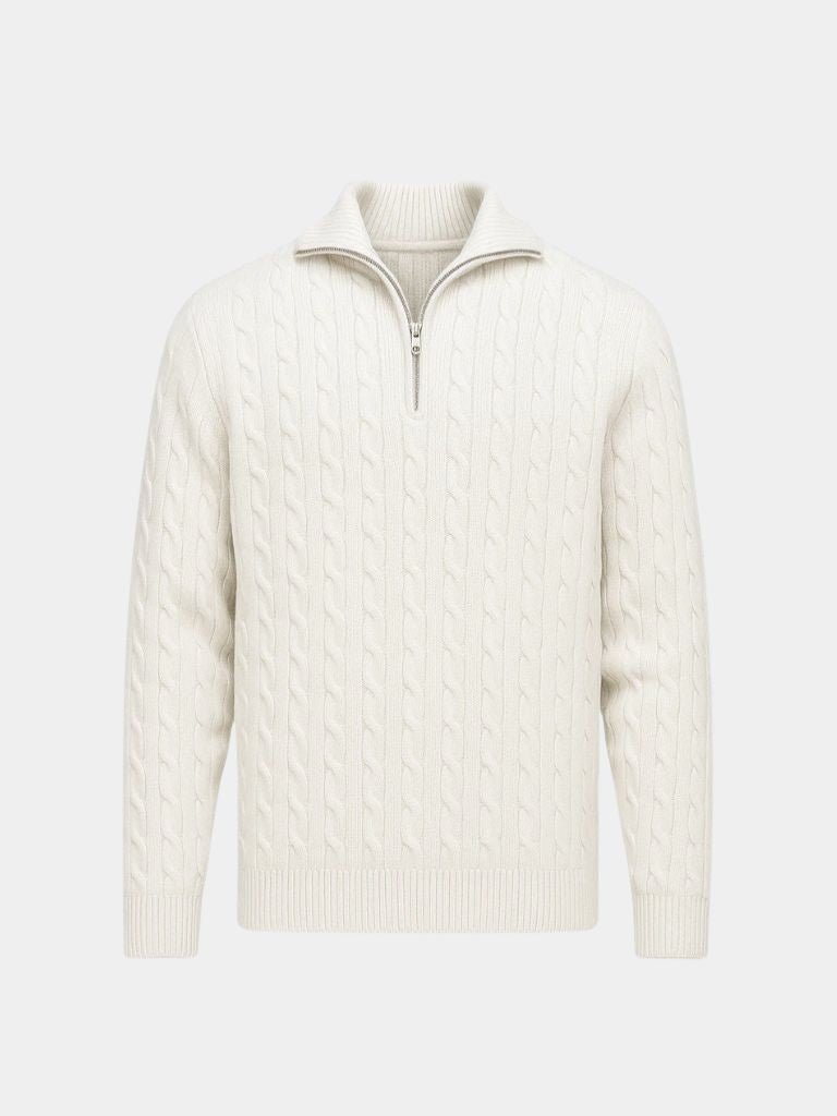 Xavian | Premium Cable-Knit Zip Neck Sweater