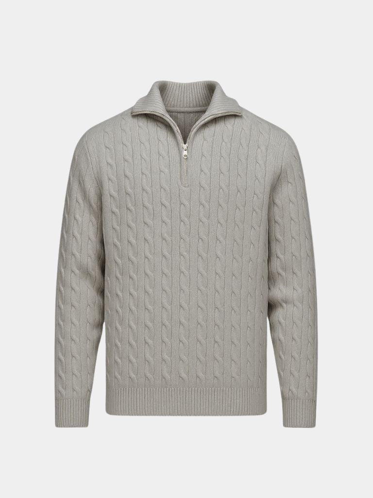Xavian | Premium Cable-Knit Zip Neck Sweater